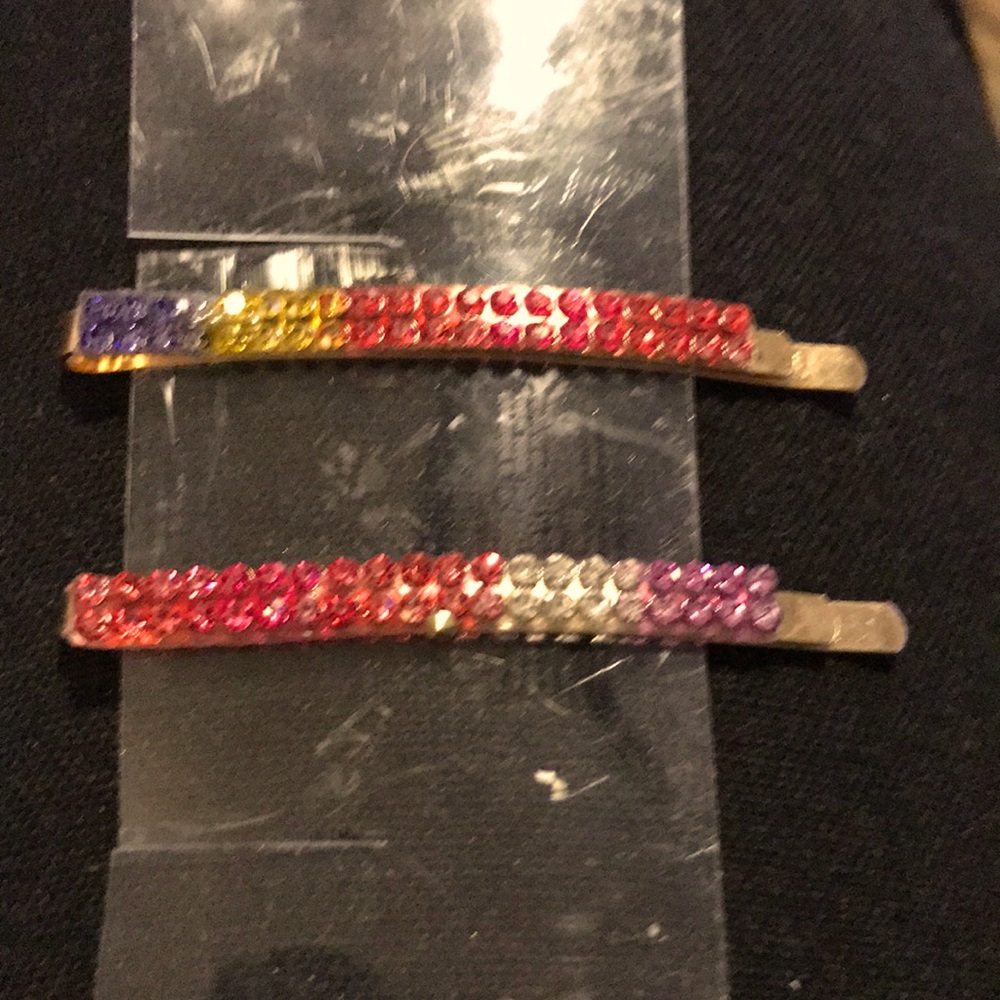 Hair pins with colorful rhinestones